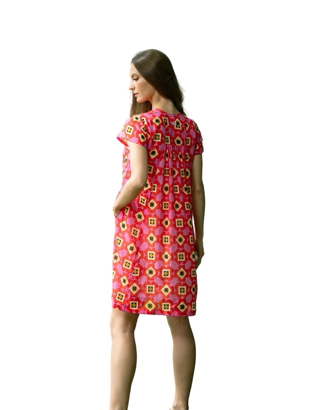 Hongo Vestido Geométrico rosa