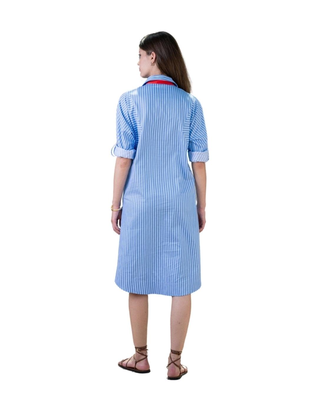Hongo Vestido Camisero Azul Rayas