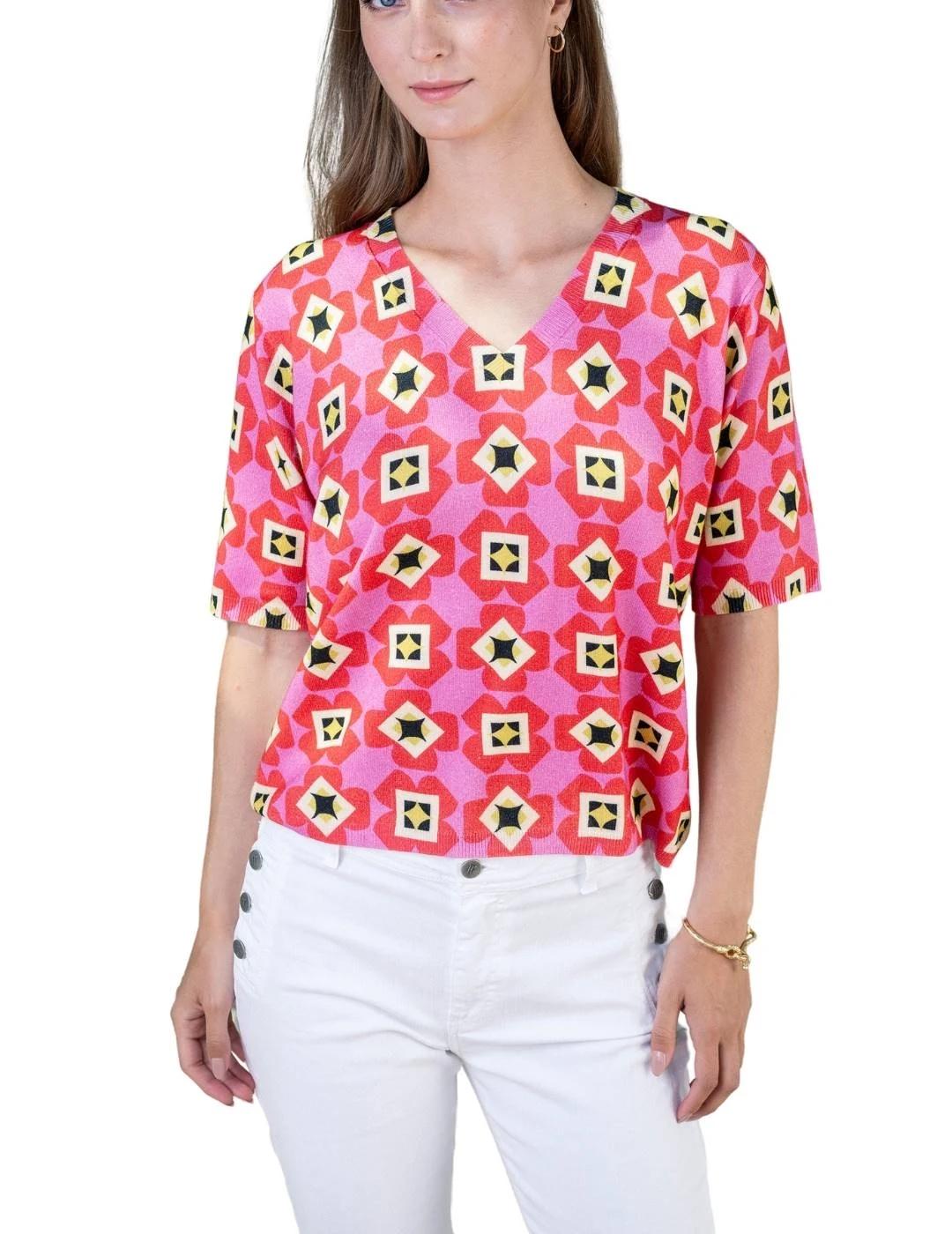 Hongo Jersey Geométrico rosa