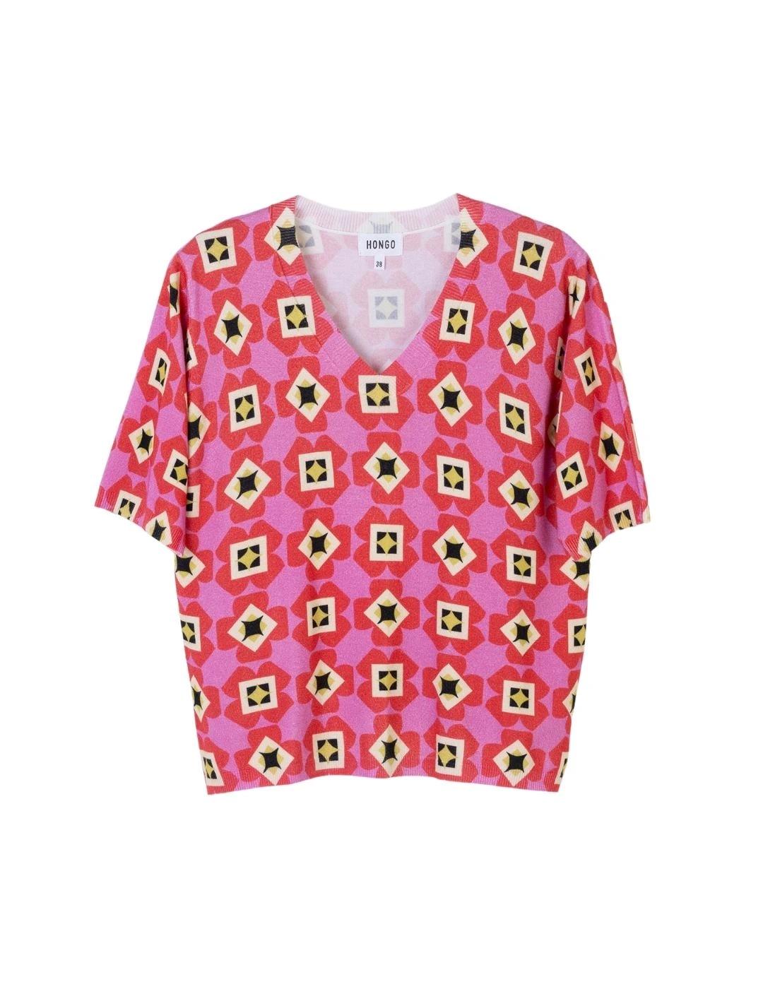 Hongo Jersey Geométrico rosa