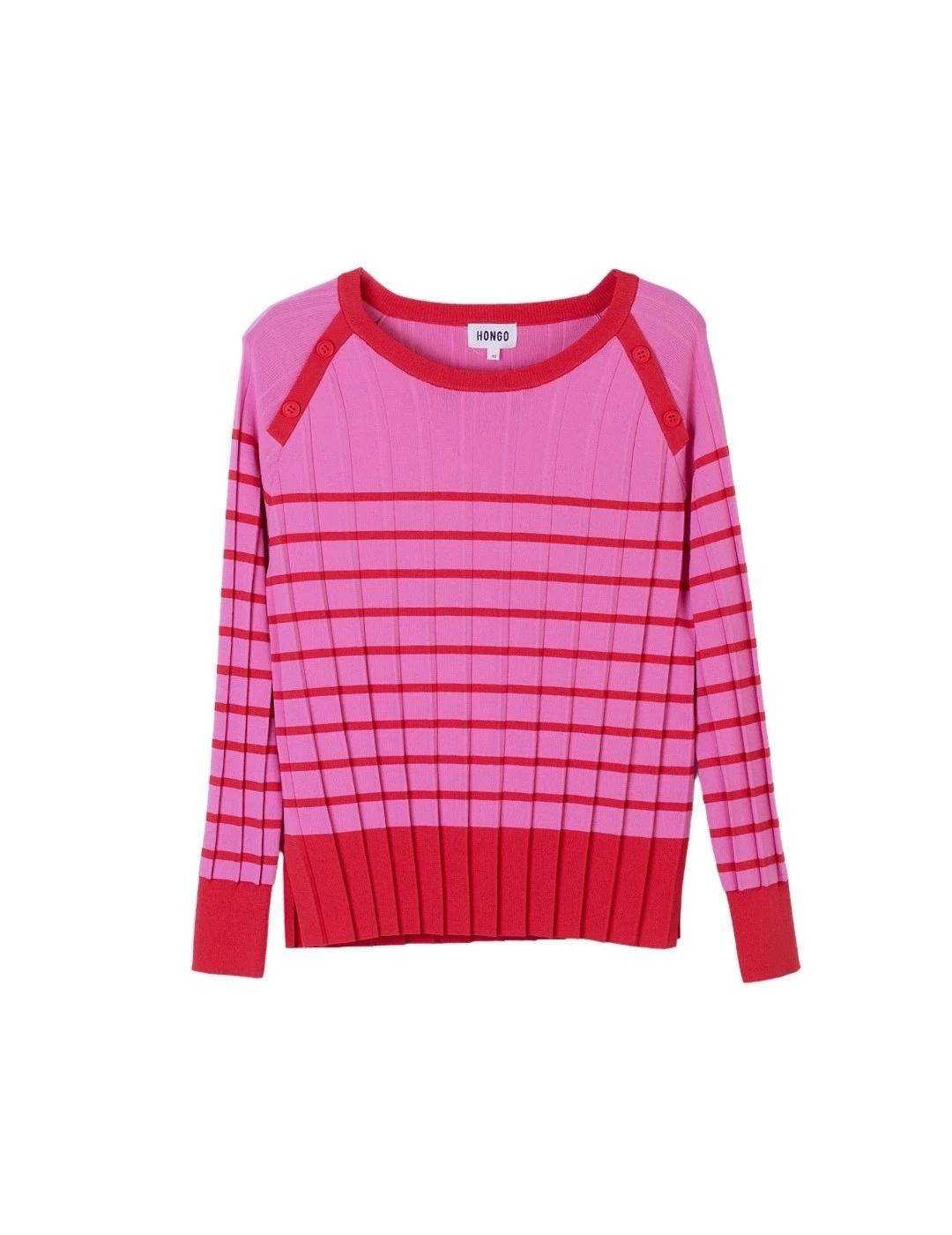 Hongo Jersey Rayas tonos rosados