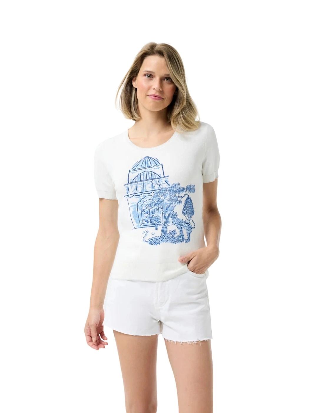 Leo & Ugo Twin Set Cathy Azul y blanco estampado