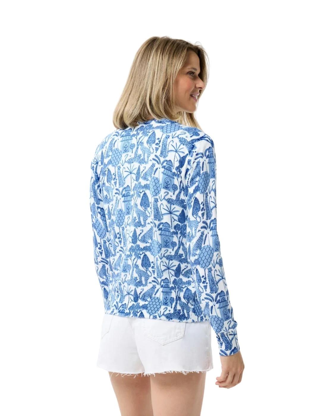 Leo & Ugo Twin Set Cathy Azul y blanco estampado