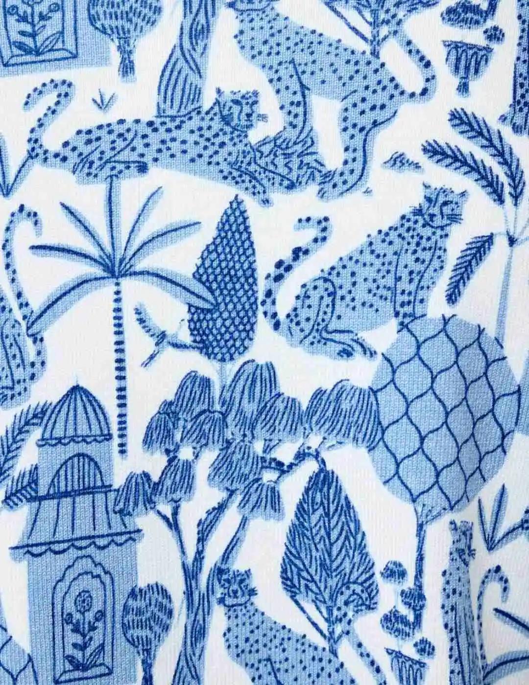 Leo & Ugo Twin Set Cathy Azul y blanco estampado