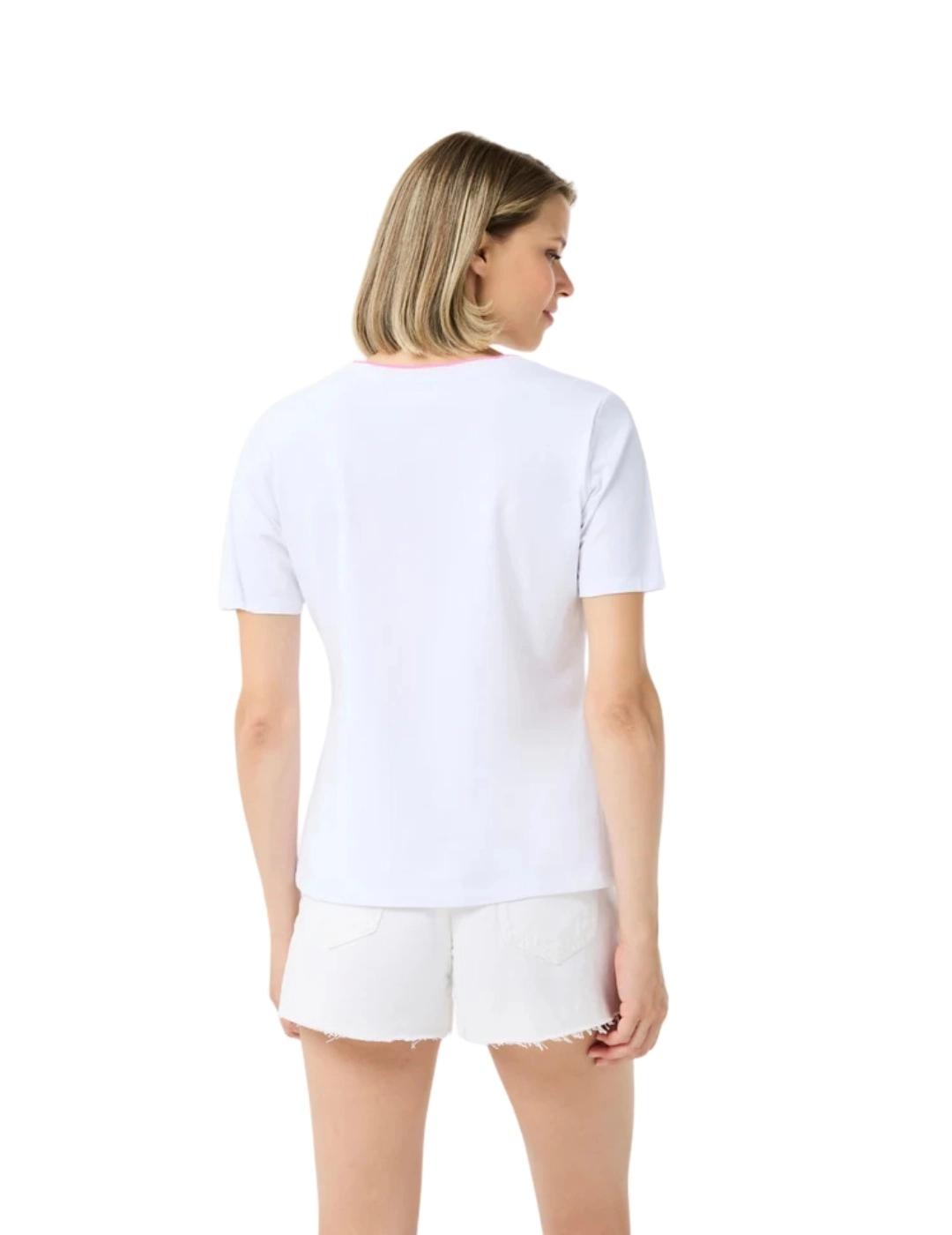 Leo & Ugo Camiseta blanca dibujo flores de colores