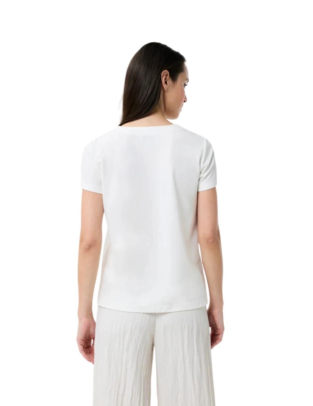 Leo & Ugo Camiseta blanca con flores beige