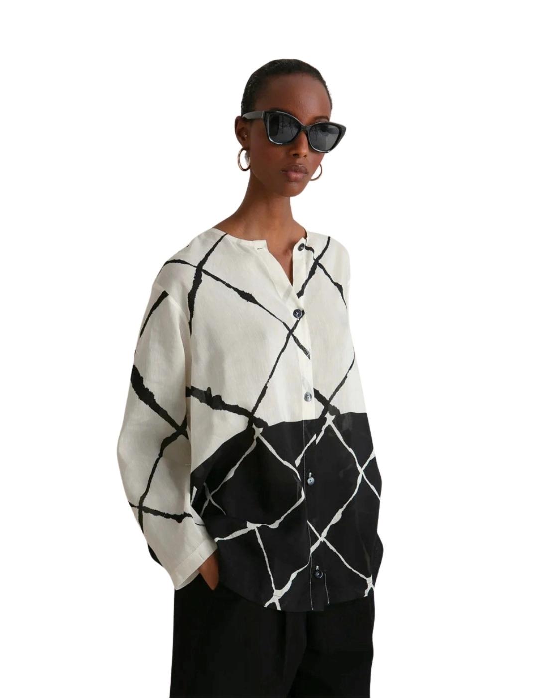 Maria Bellentani Blusa Beige Negro