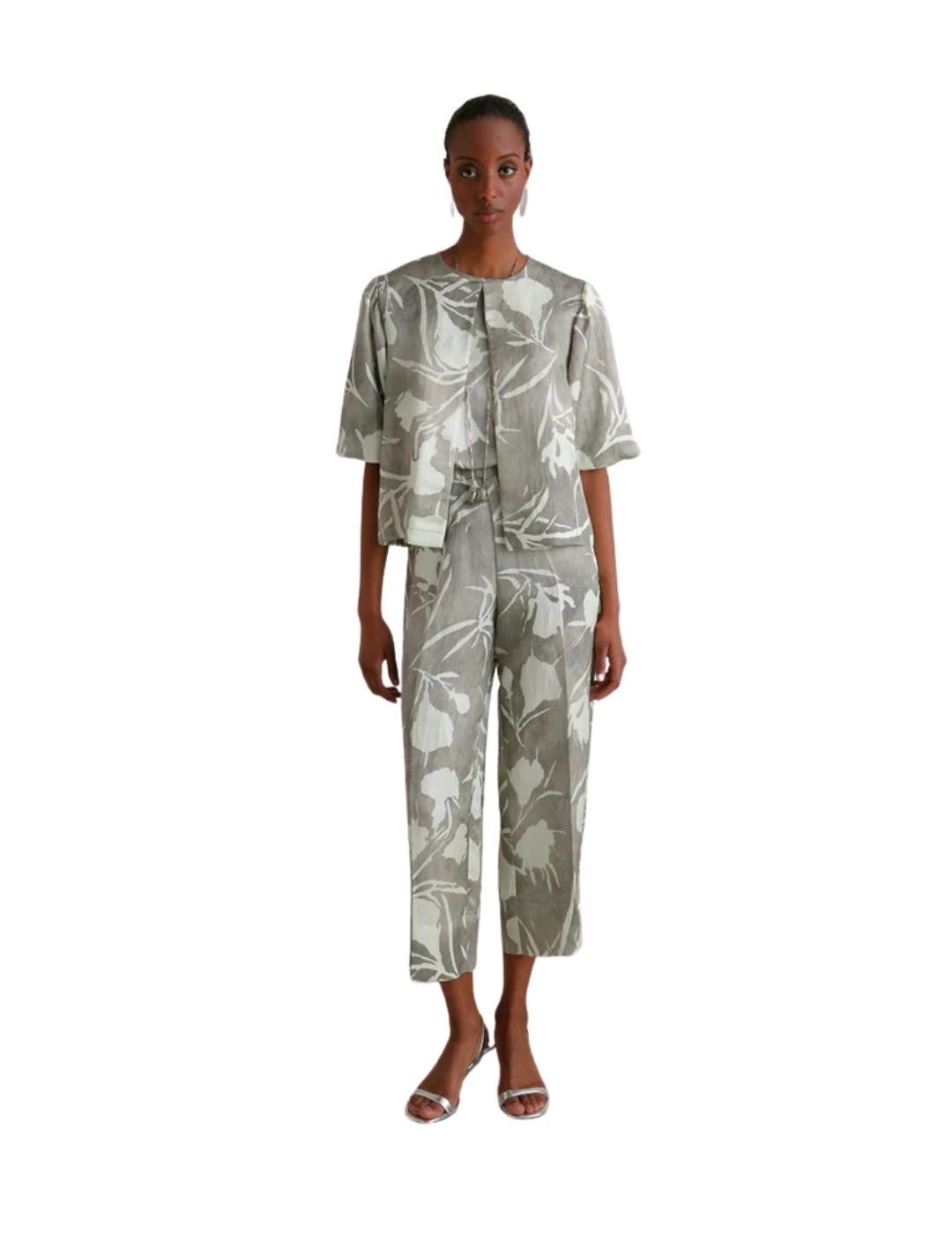 Maria Bellentani Chaqueta Lino Gris Blanco