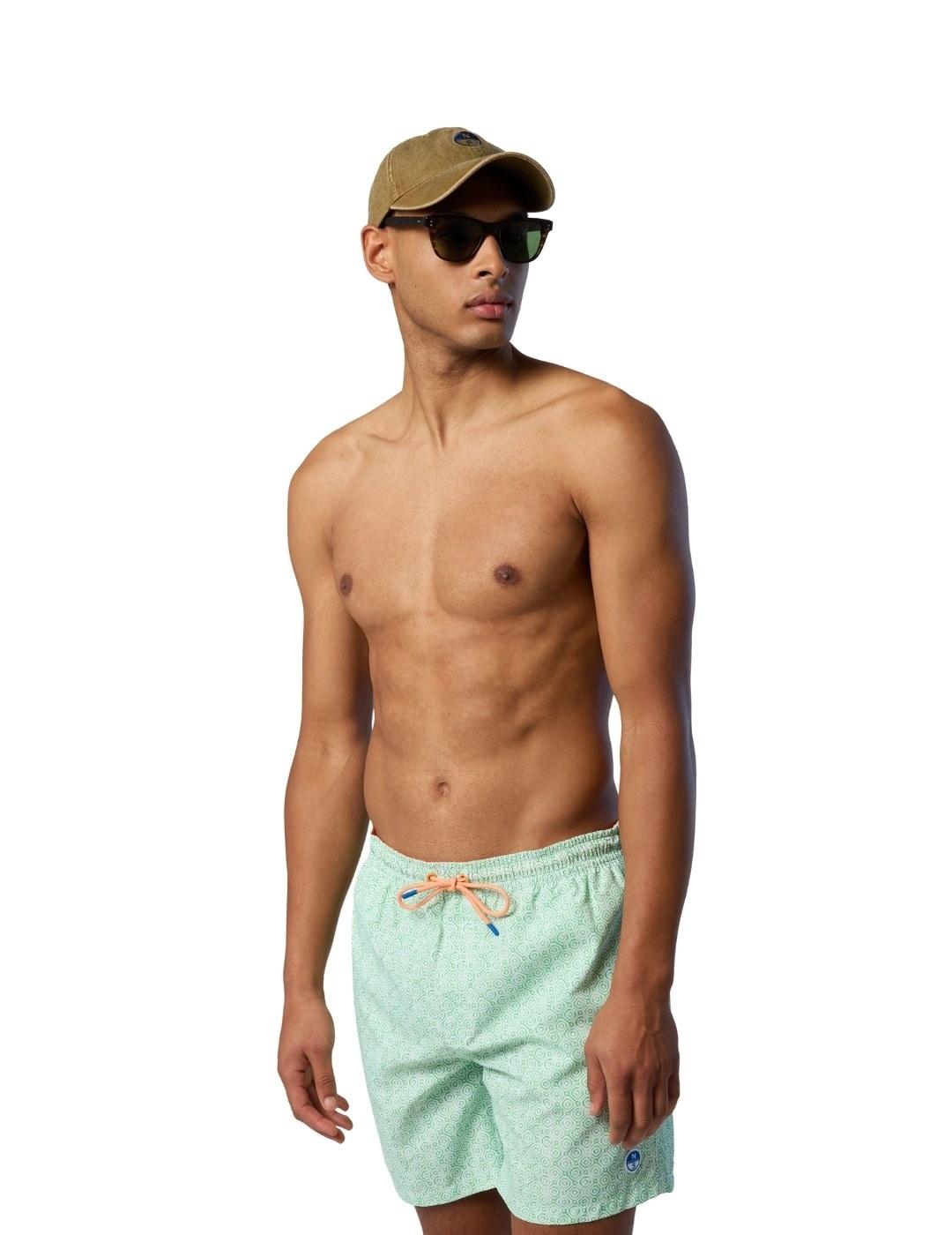 North Sails Bañador verde estampado cuadros