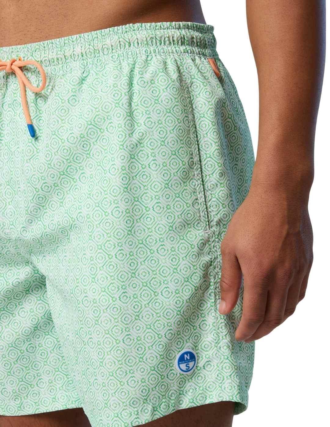 North Sails Bañador verde estampado cuadros