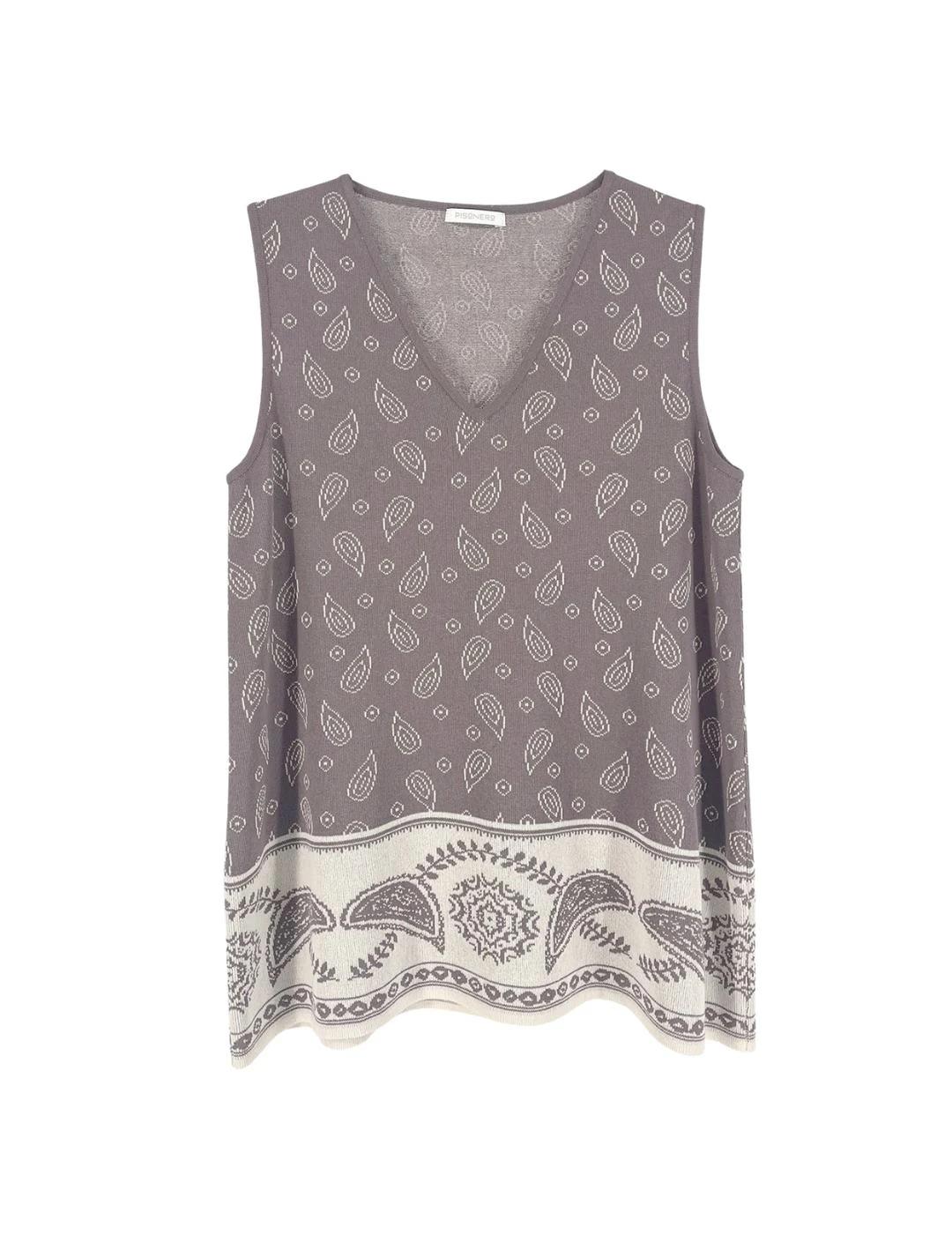 Pisonero Top Bandana Gris/Crudo