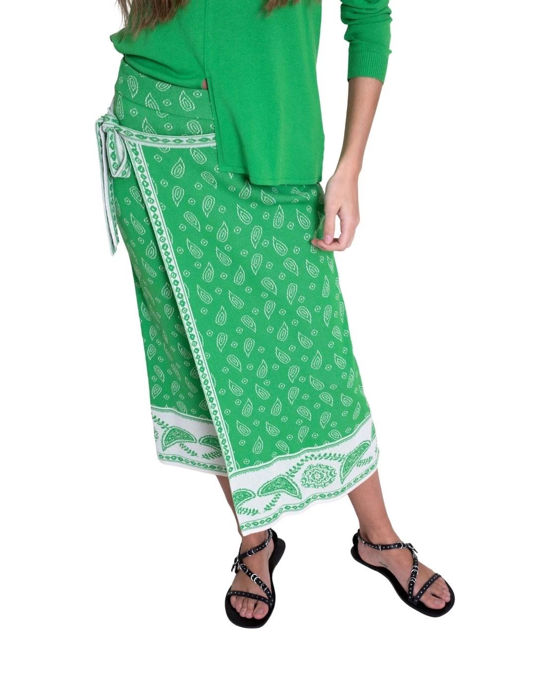 Pisonero Falda Bandana Verde/Crudo