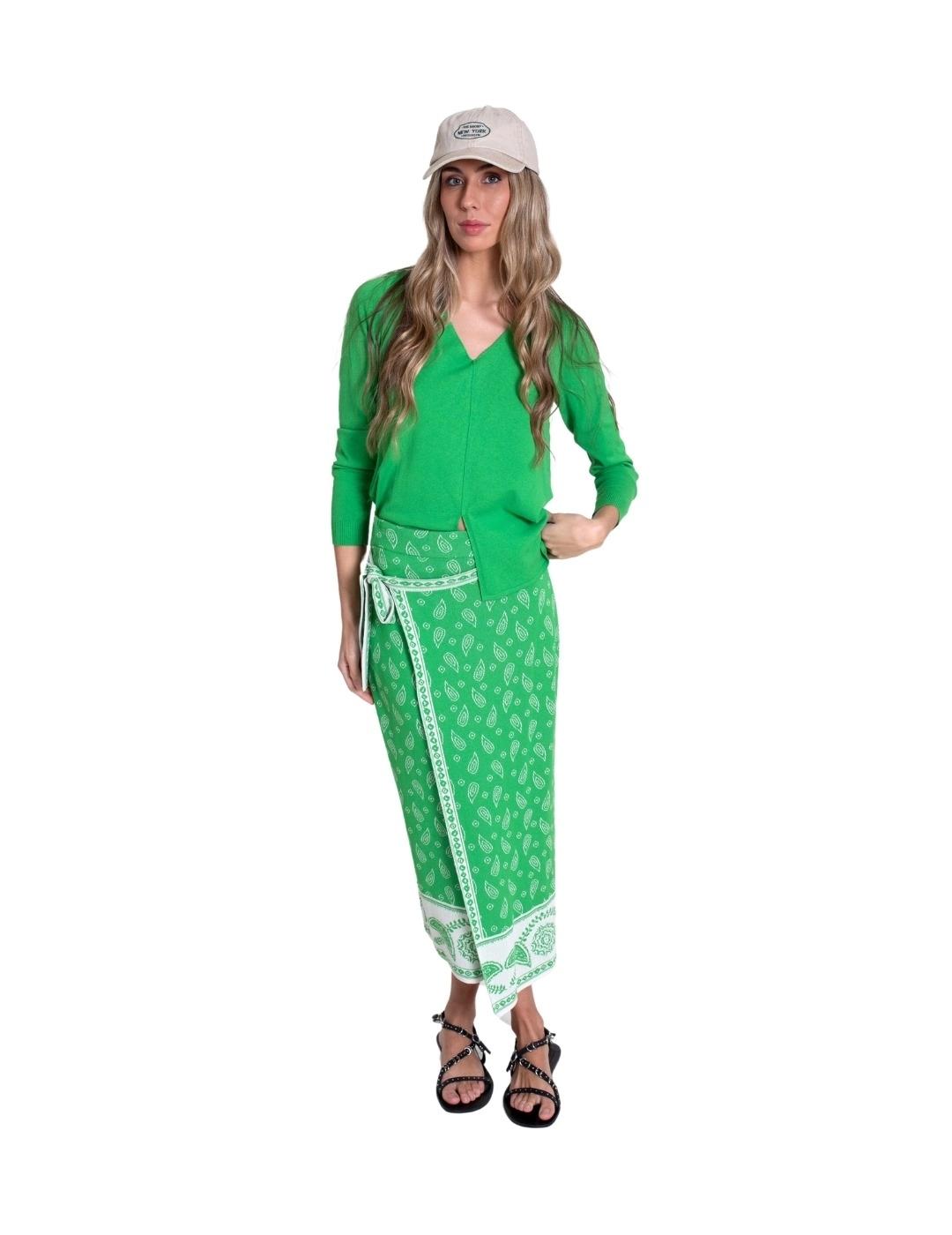 Pisonero Falda Bandana Verde/Crudo