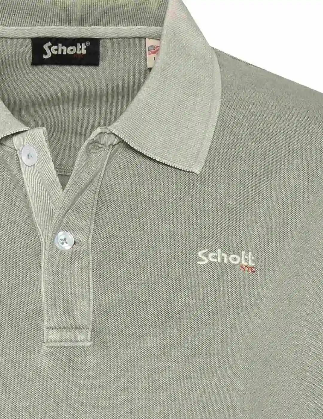 Schott Polo Verde Sage Kaki