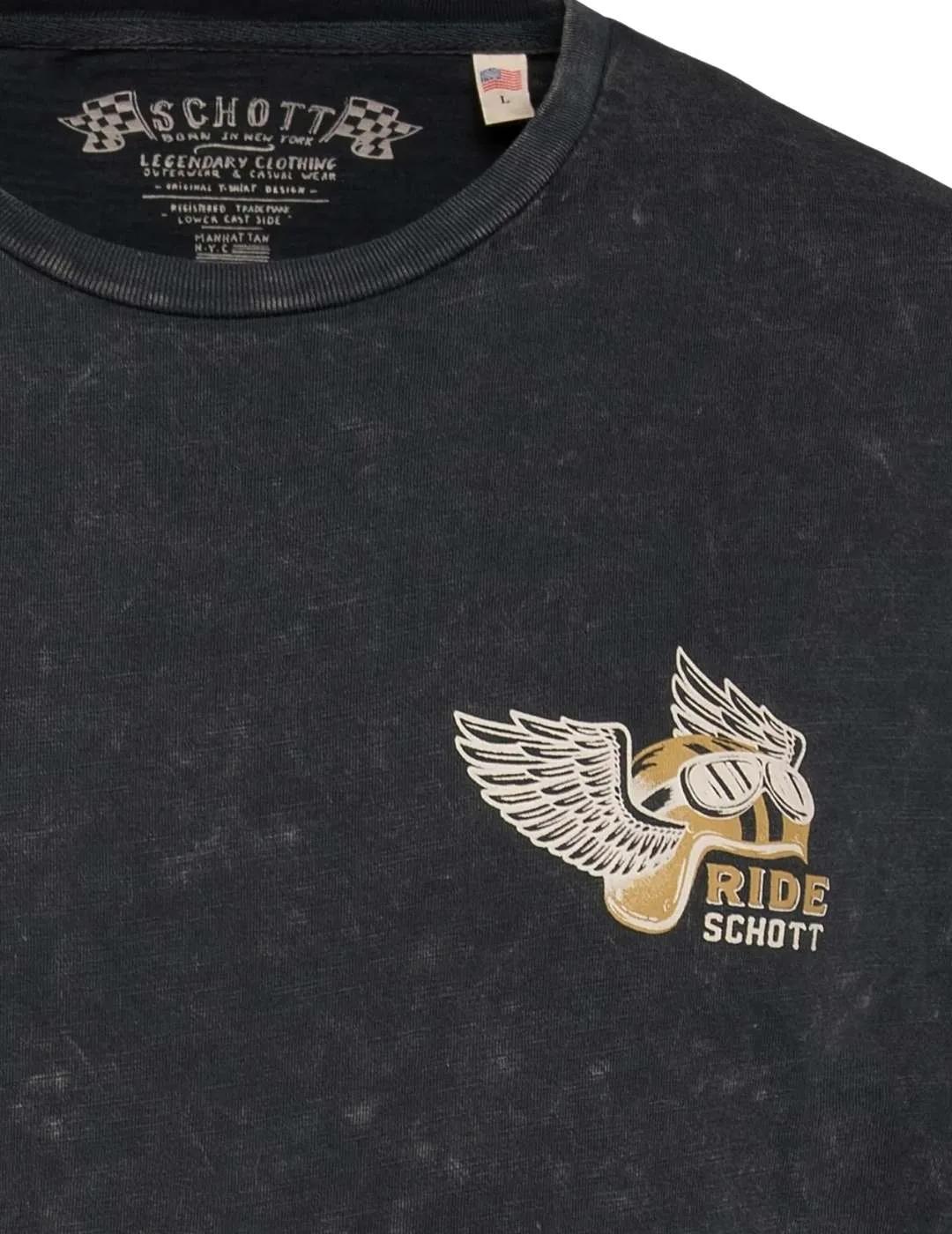 Schott Camiseta Washed Black