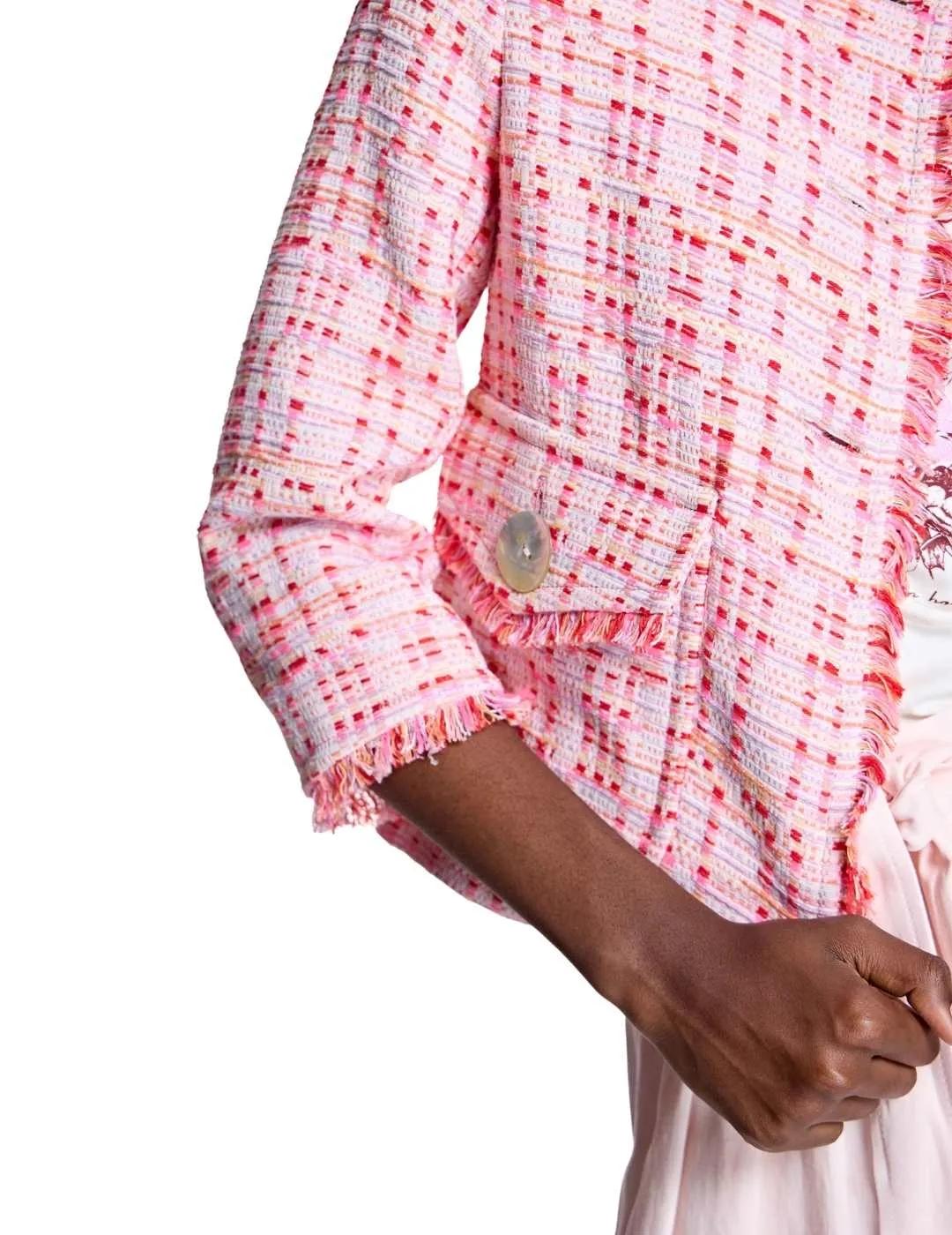 Alba Conde Chaqueta Estilo Chanel Rosa