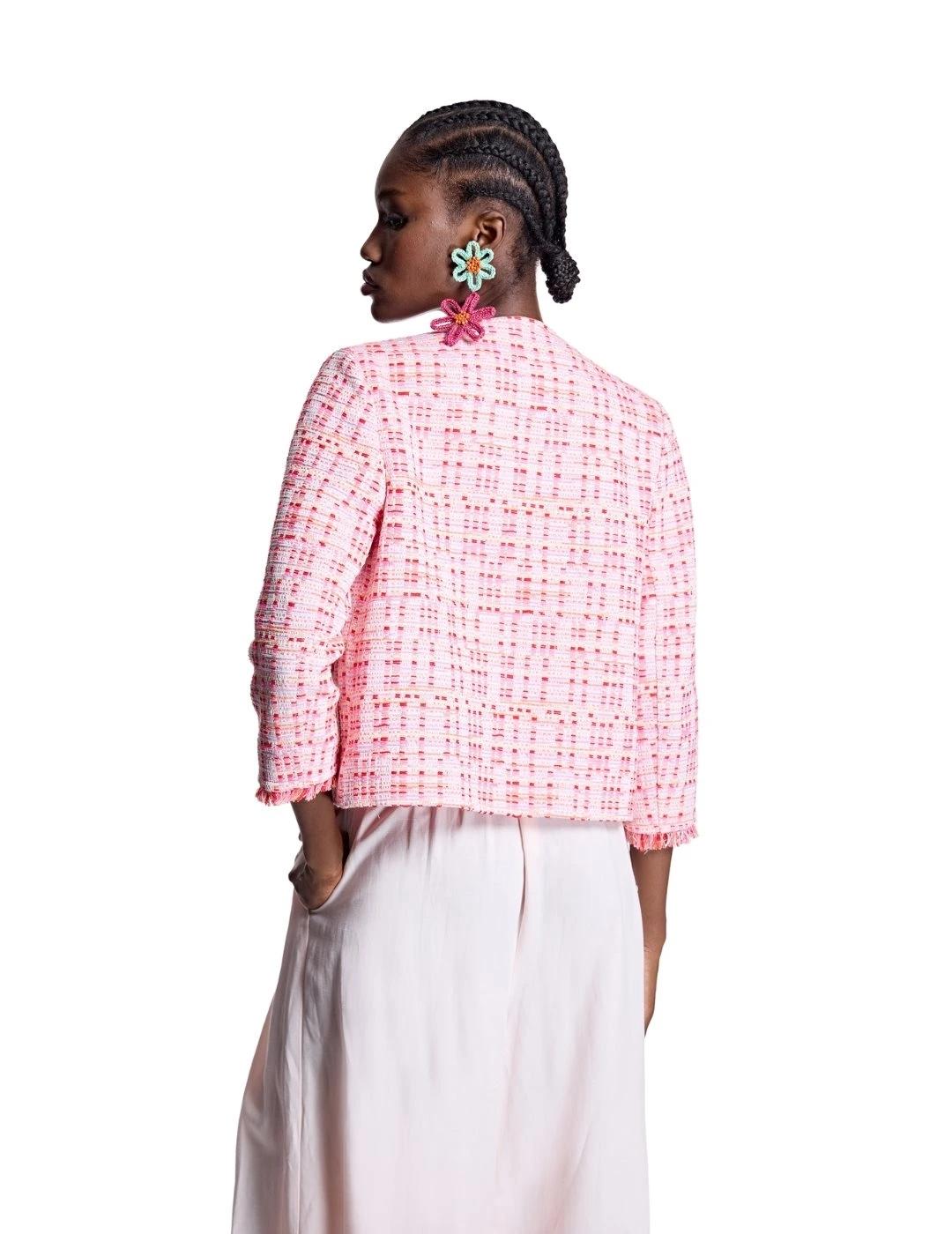 Alba Conde Chaqueta Estilo Chanel Rosa