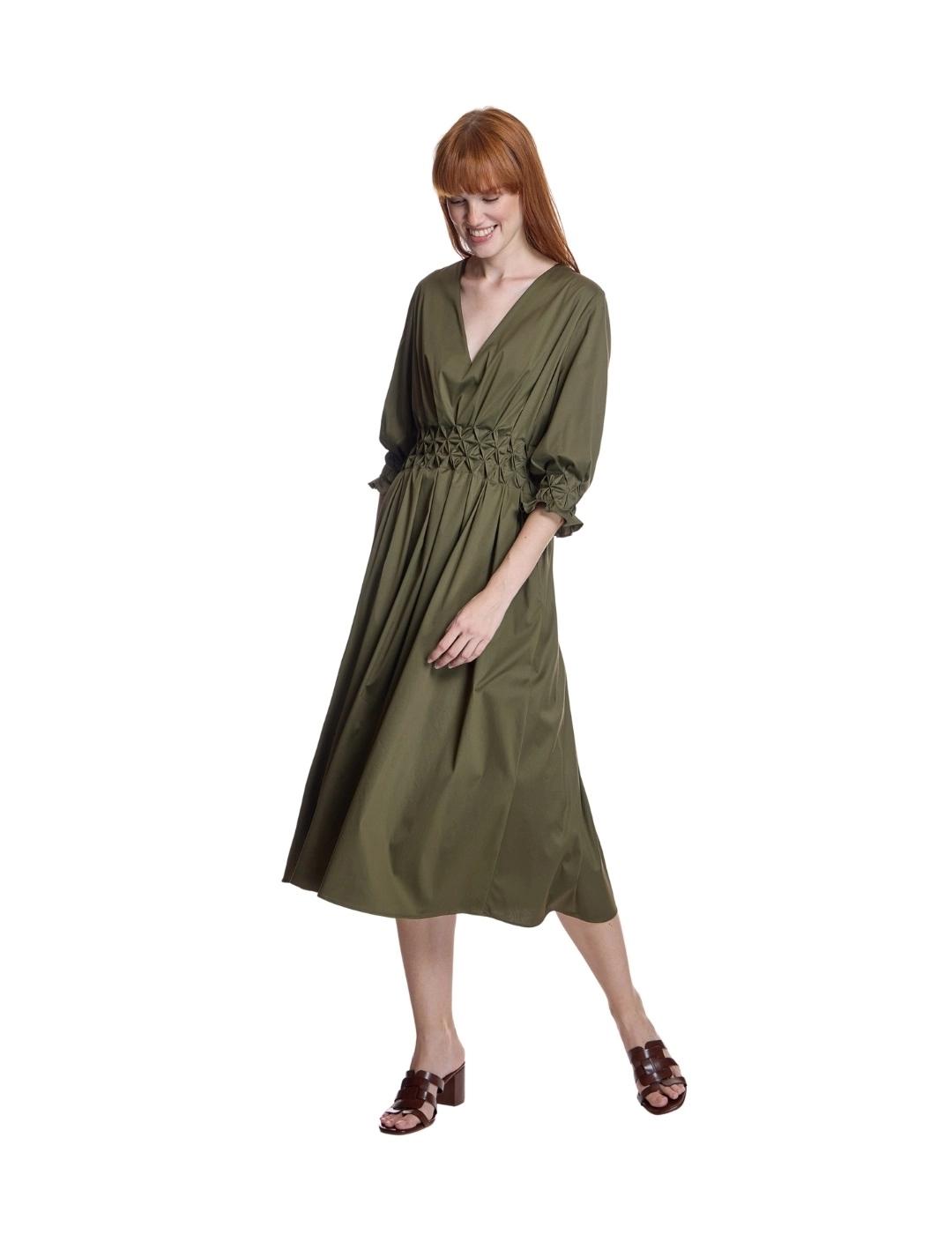 Alba Conde Vestido Midi Verde Kaki