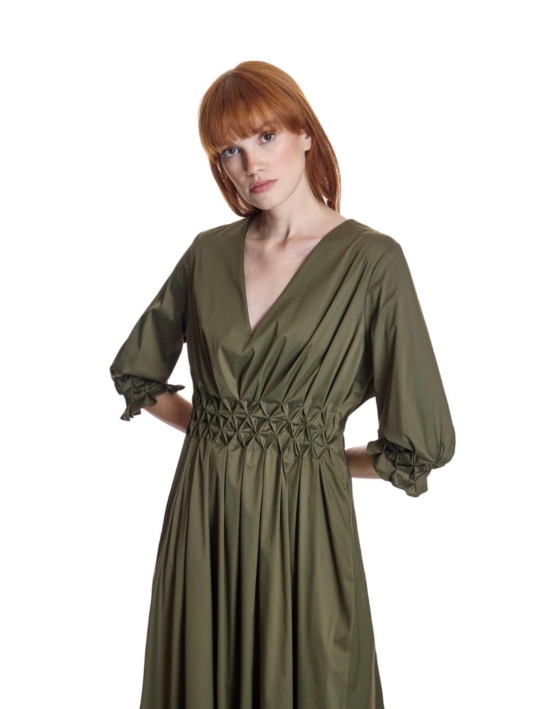 Alba Conde Vestido Midi Verde Kaki