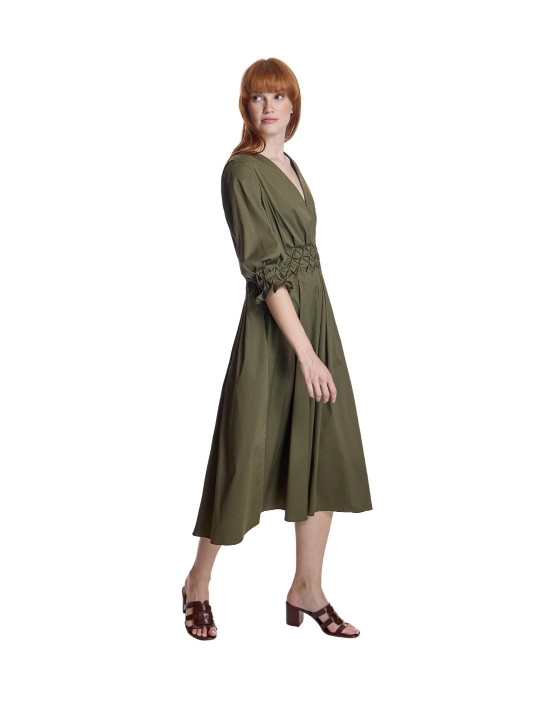 Alba Conde Vestido Midi Verde Kaki