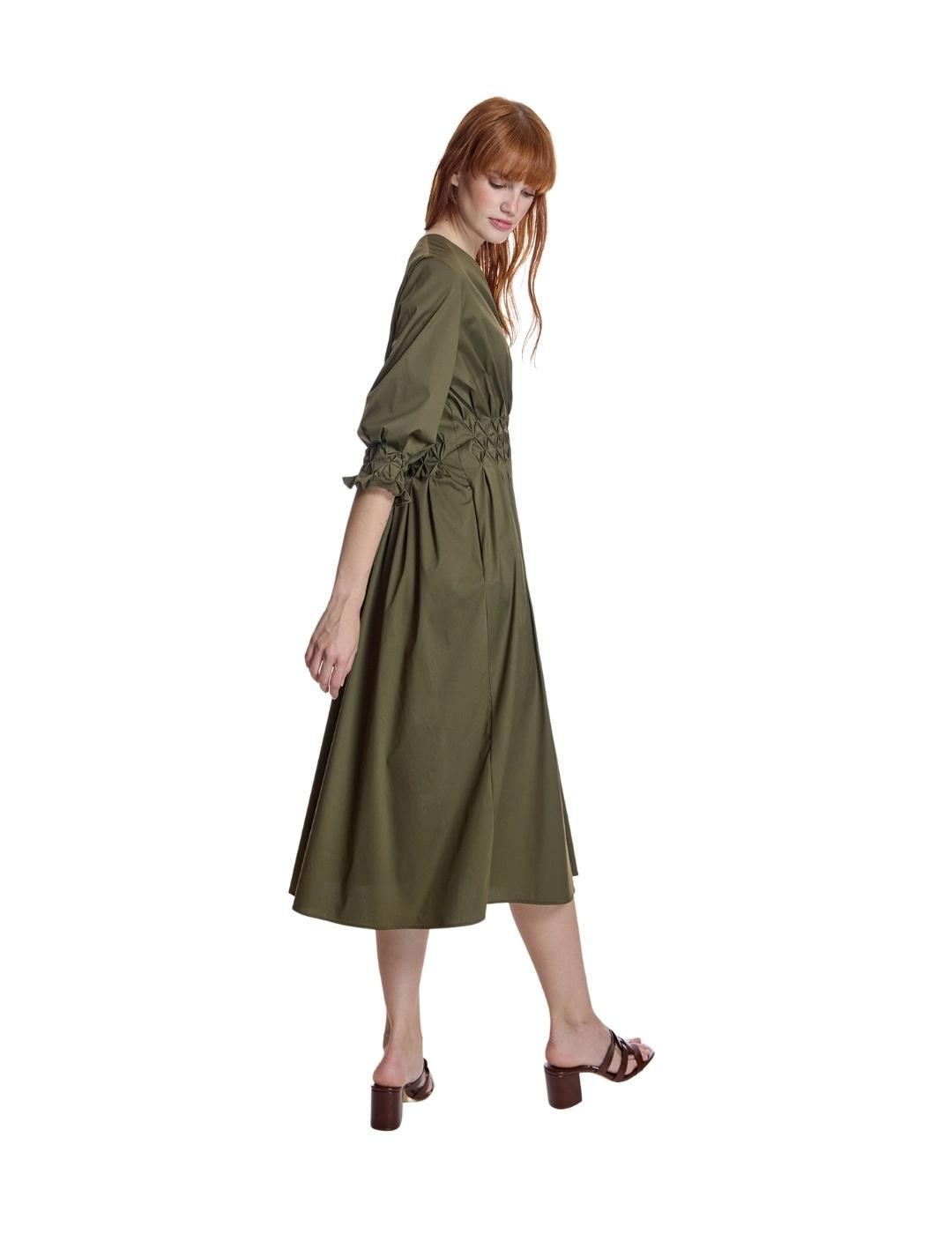 Alba Conde Vestido Midi Verde Kaki