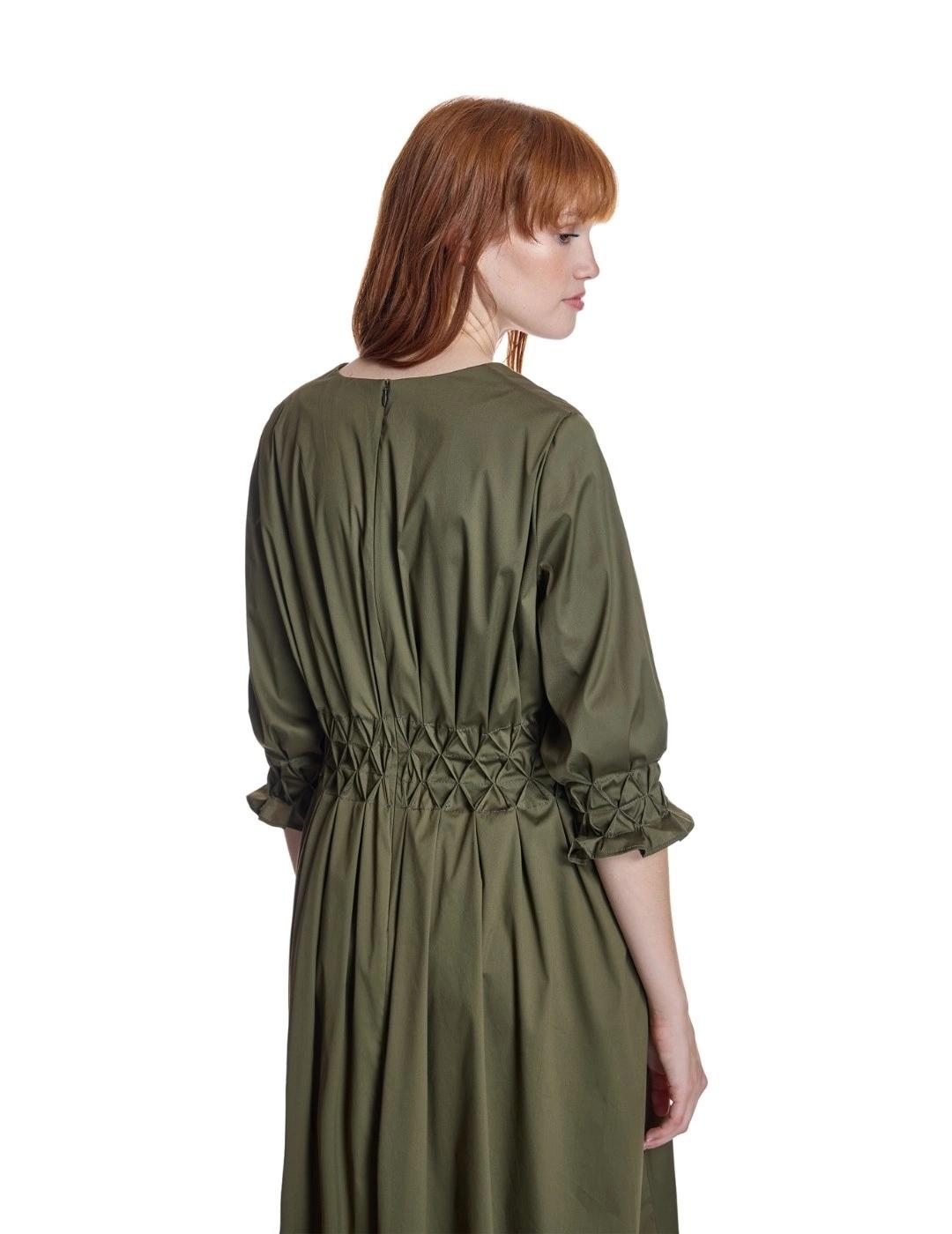 Alba Conde Vestido Midi Verde Kaki