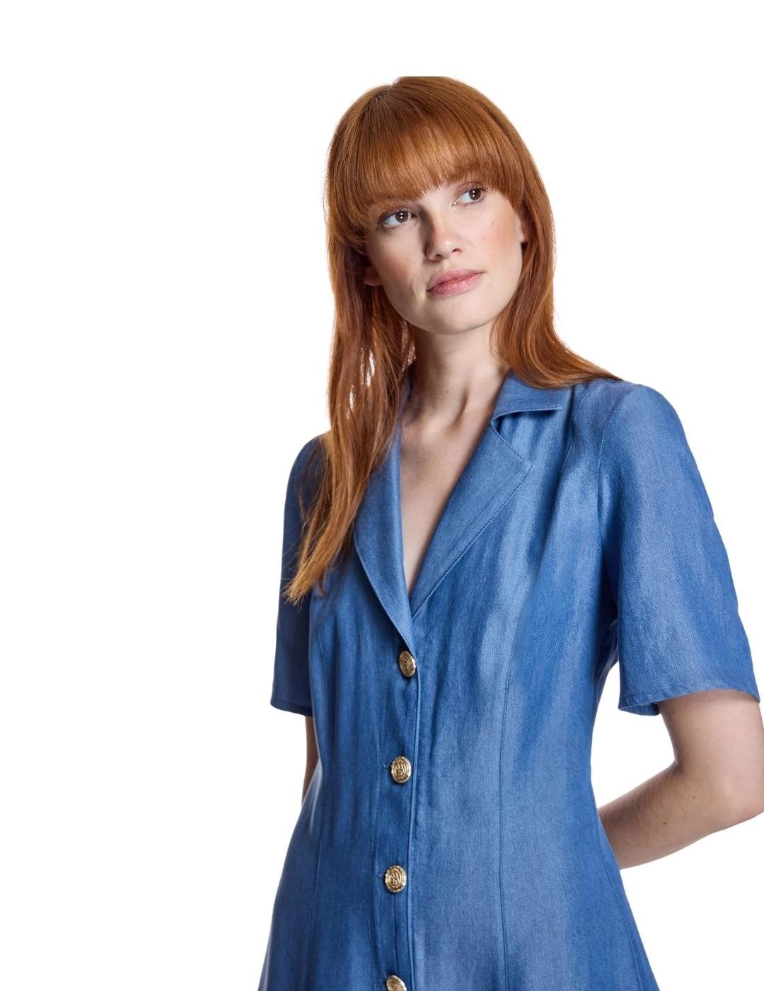 Alba Conde Vestido Azul camisero