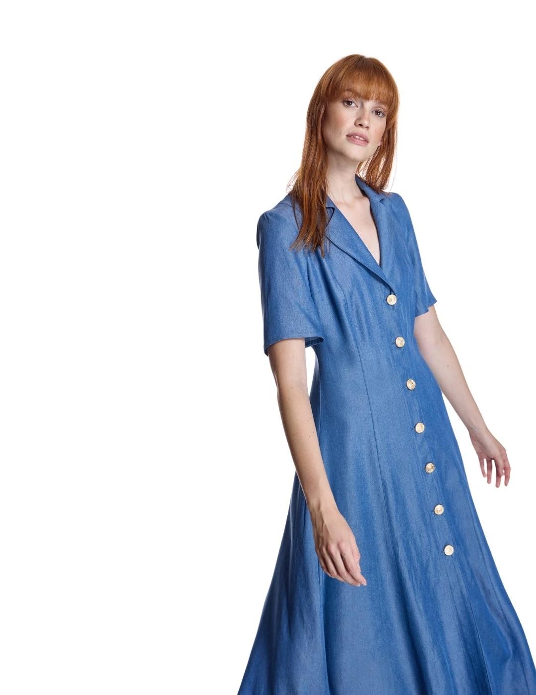 Alba Conde Vestido Azul camisero