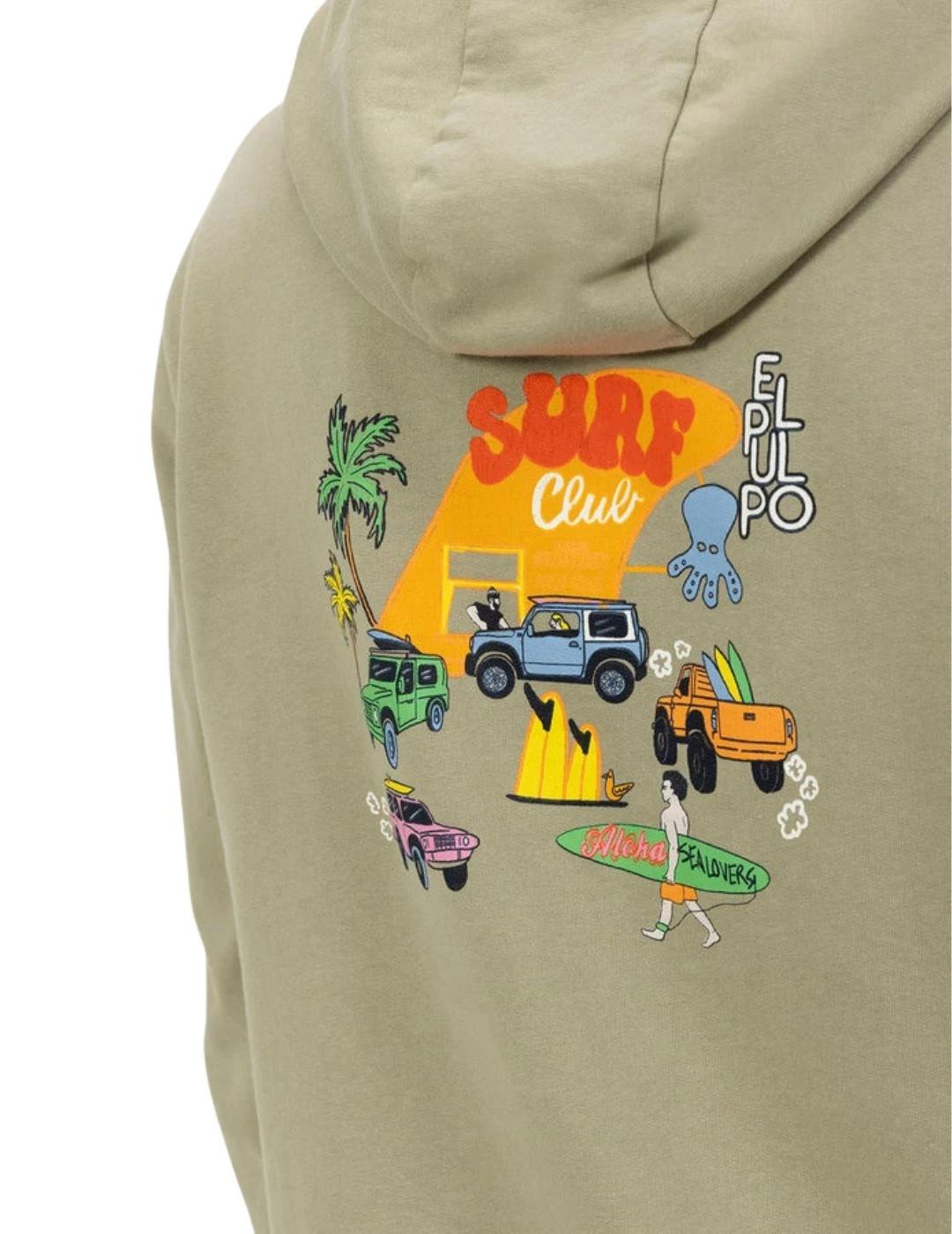 El Pulpo Sudadera verde Surfboard