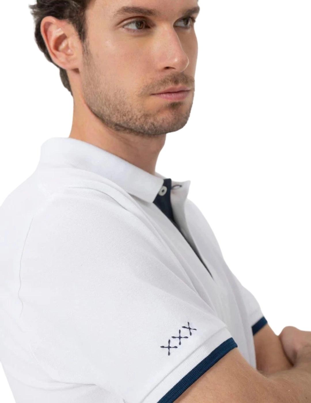 El Pulpo Polo Blanco Bordados azul