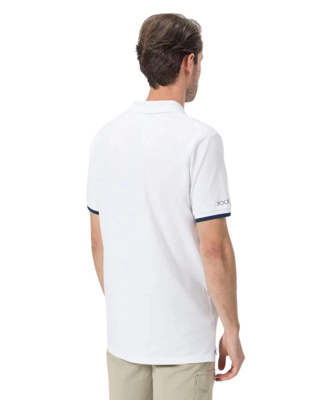 El Pulpo Polo Blanco Bordados azul