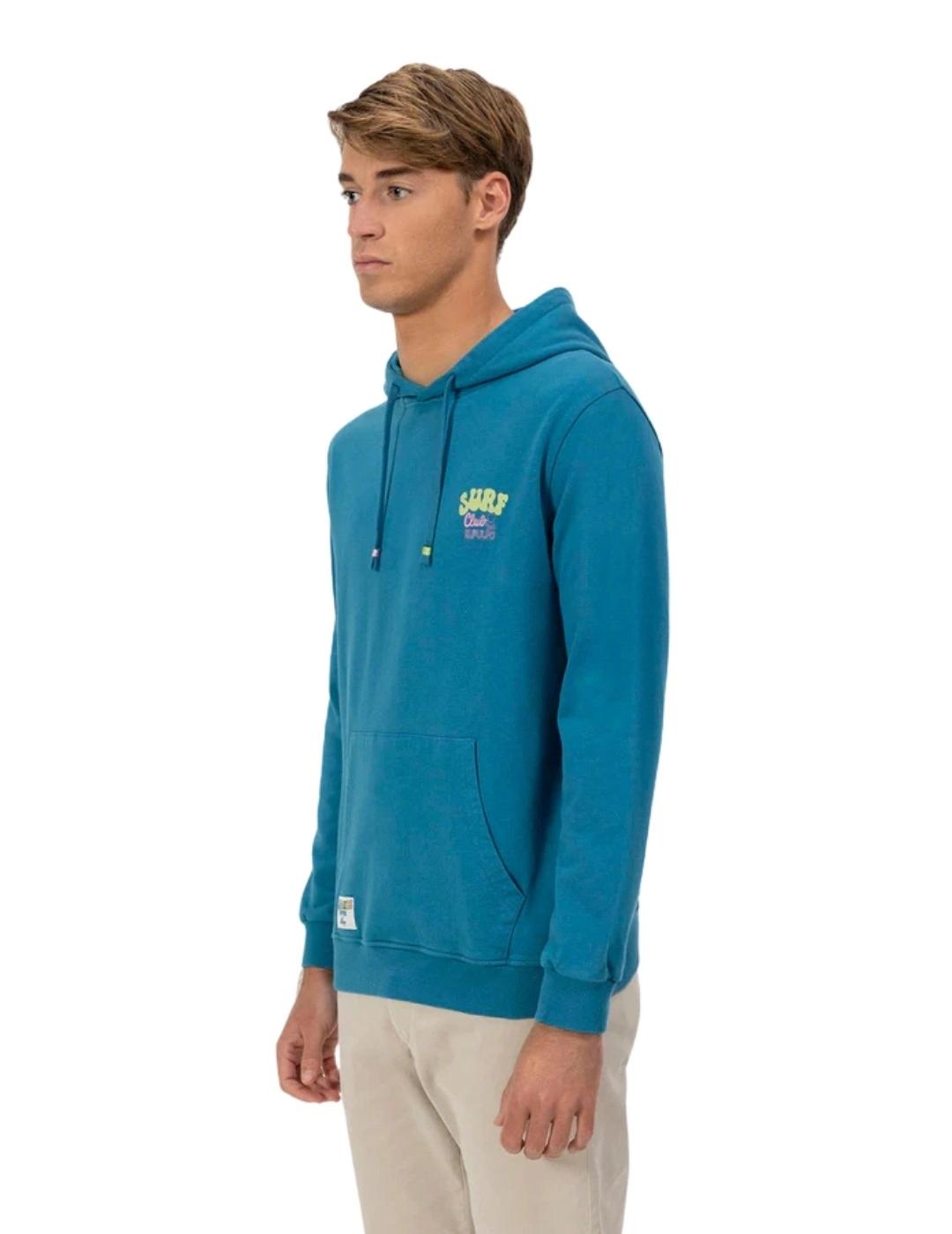 El Pulpo Sudadera Azul pick up surfboard