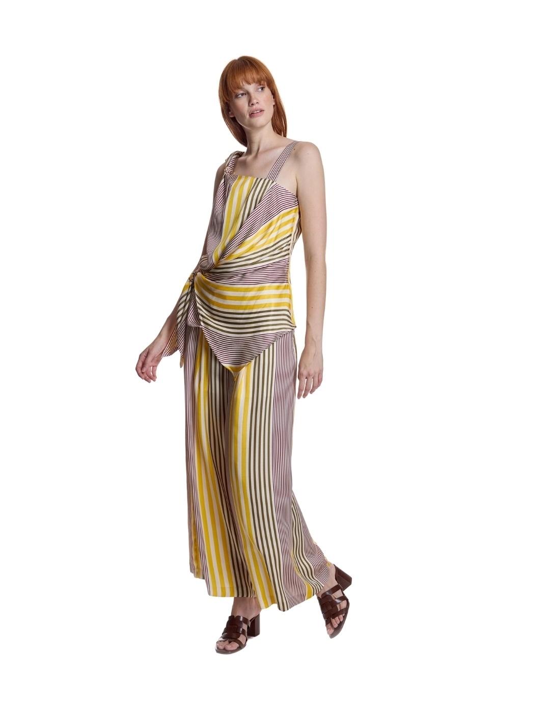 Alba Conde Pantalón de rayas multicolor