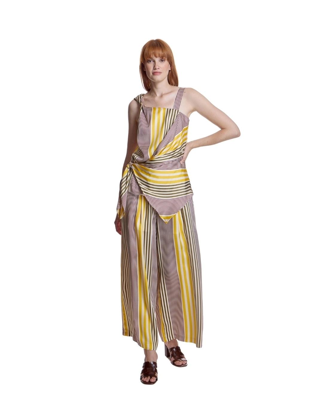 Alba Conde Pantalón de rayas multicolor