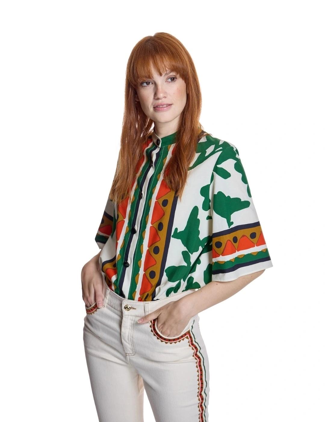 Alba Conde Blusa crudo estampado multicolor