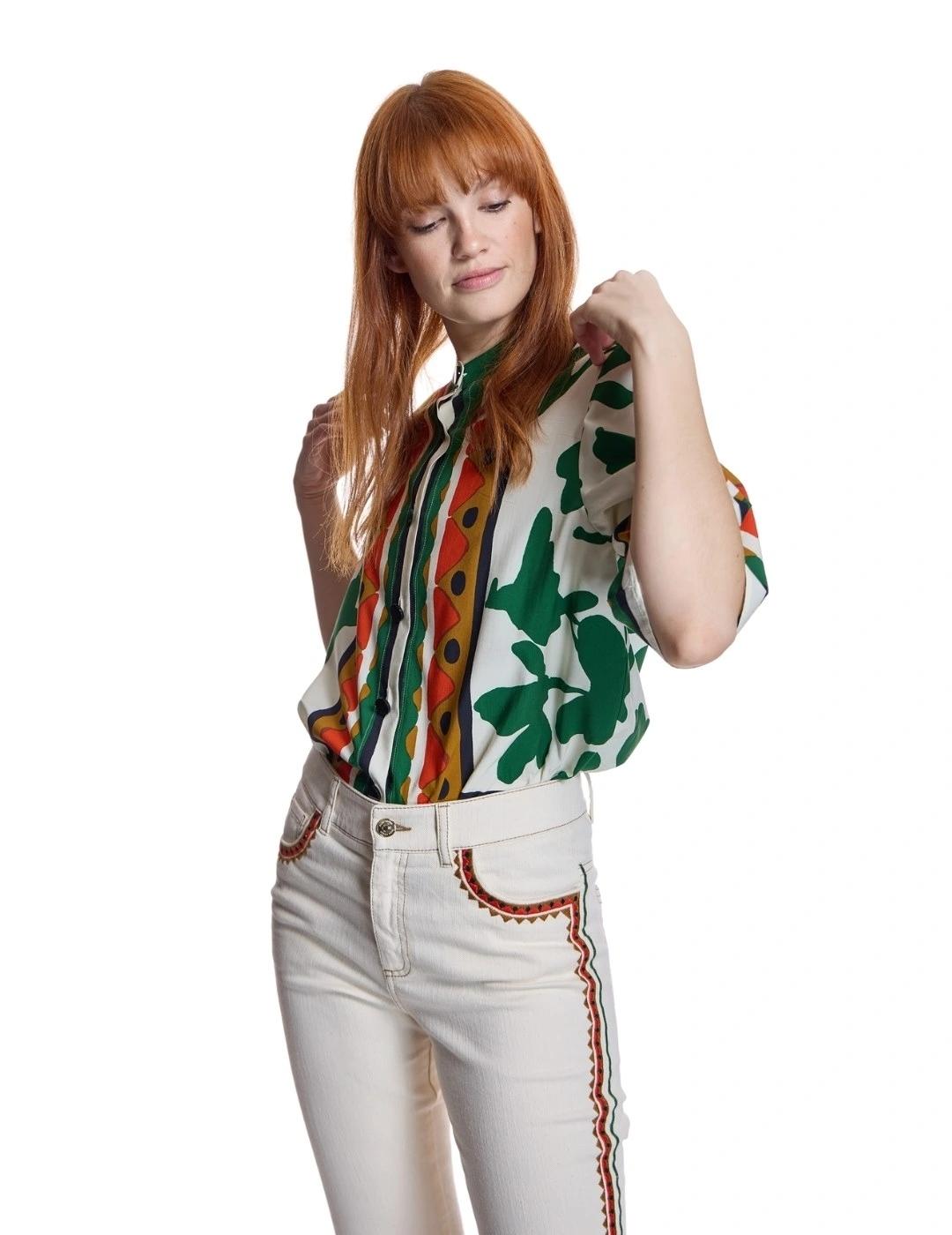 Alba Conde Blusa crudo estampado multicolor