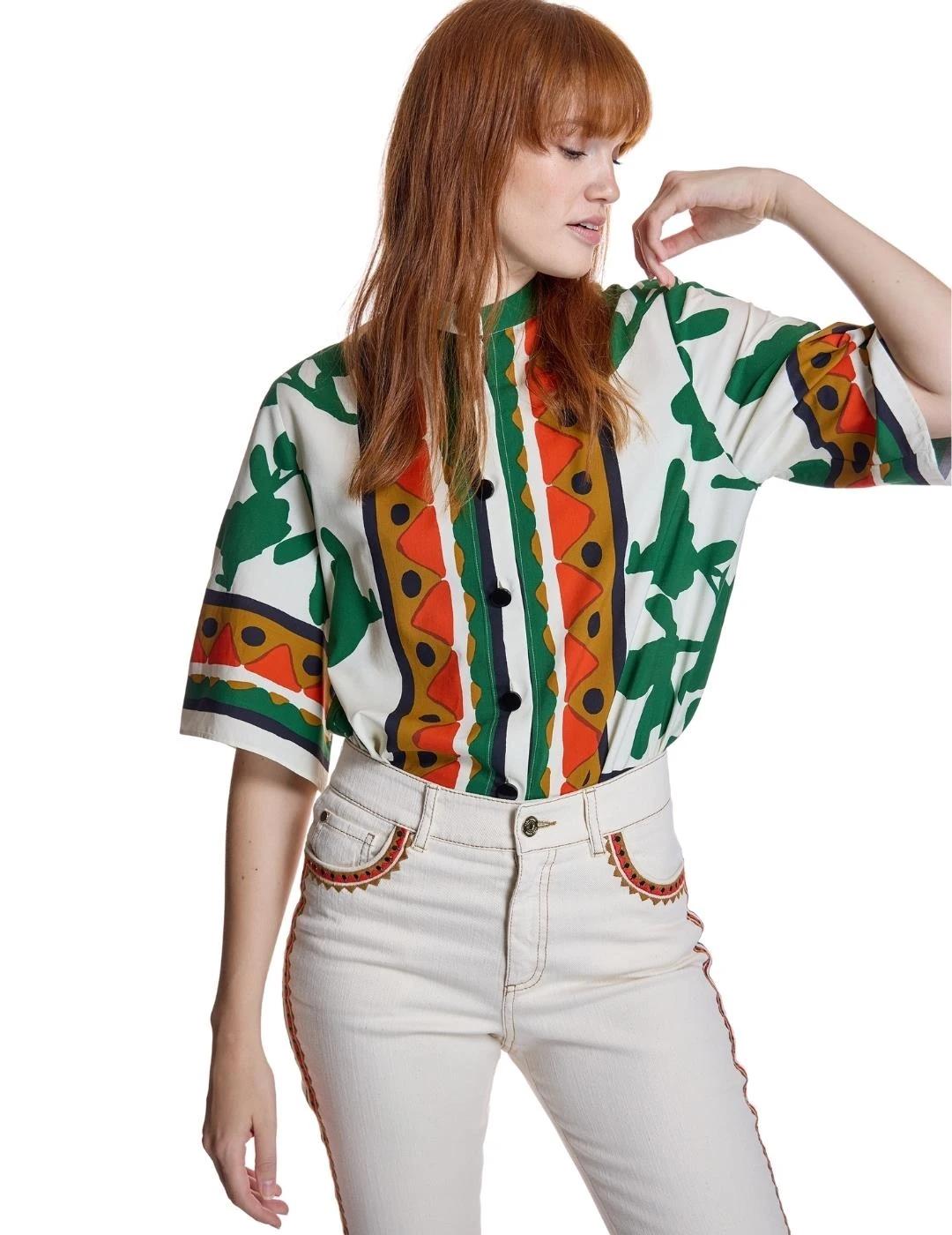 Alba Conde Blusa crudo estampado multicolor