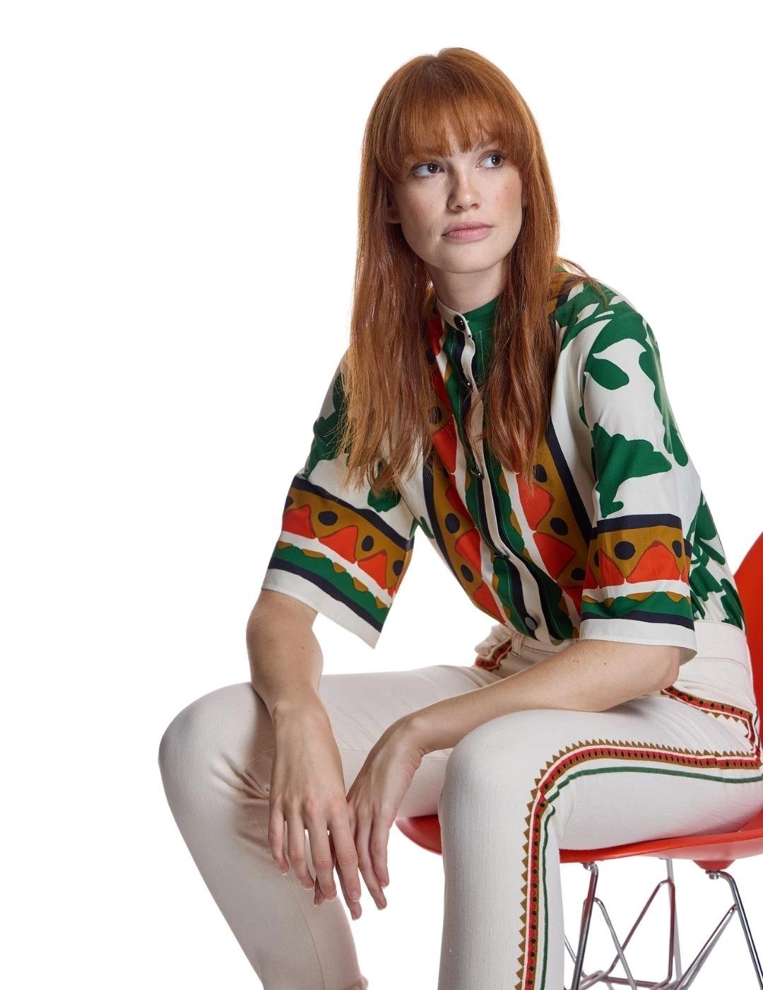 Alba Conde Blusa crudo estampado multicolor