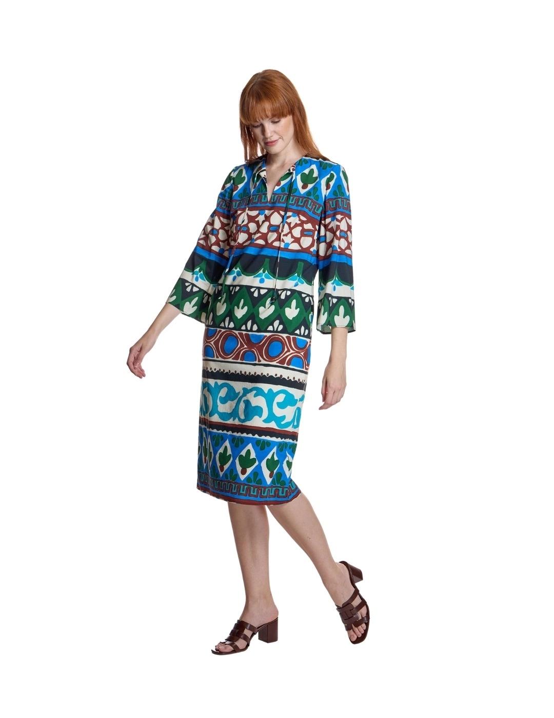 Alba Conde Vestido Azul Multicolor