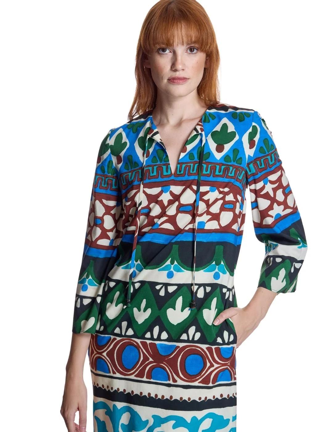 Alba Conde Vestido Azul Multicolor