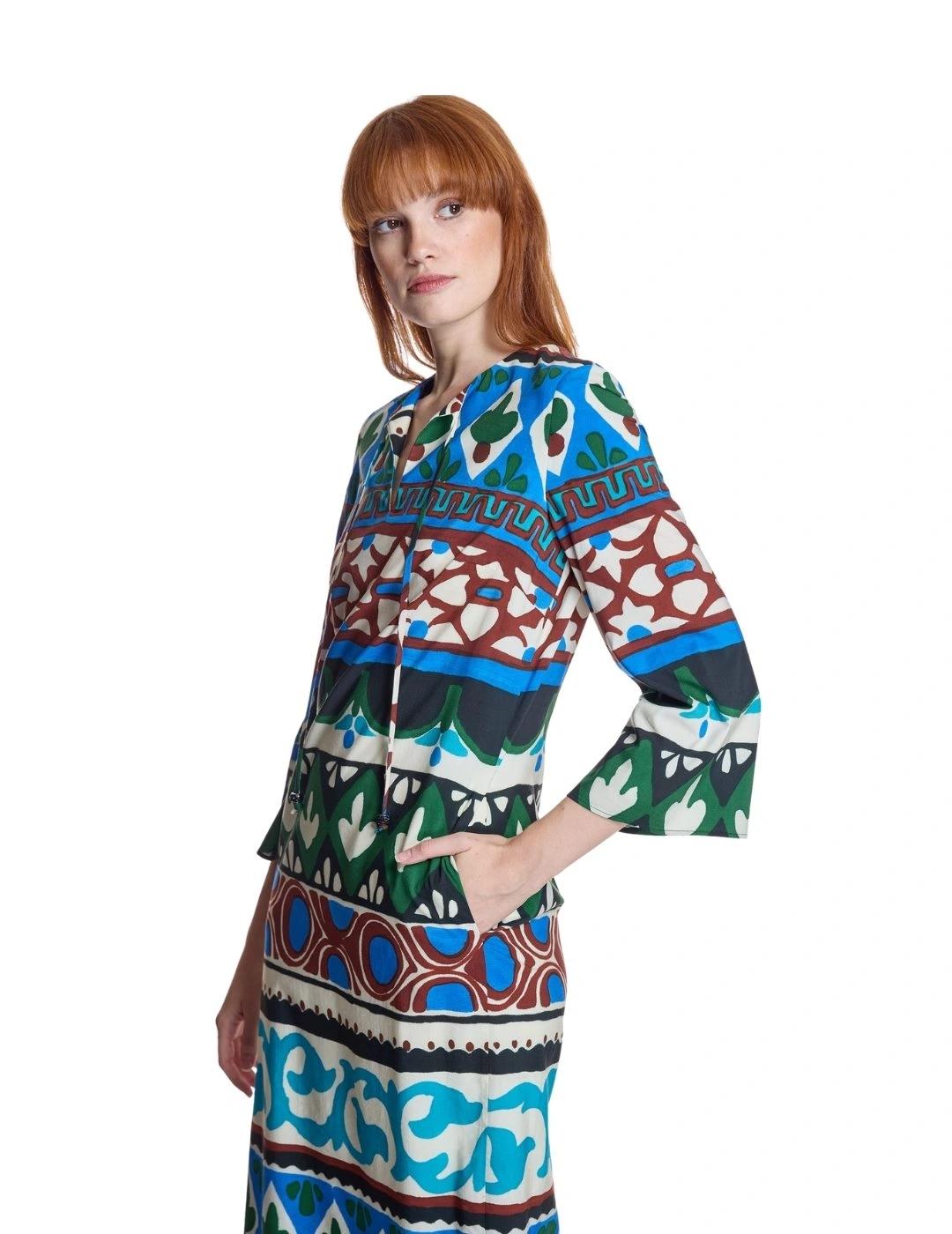 Alba Conde Vestido Azul Multicolor