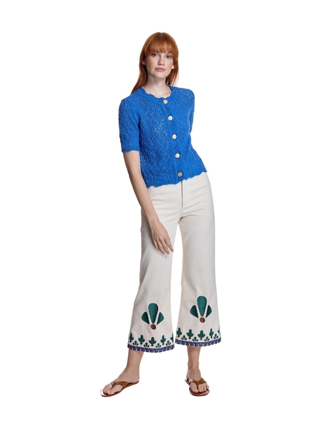 Alba Conde Pantalón Crudo con bordados