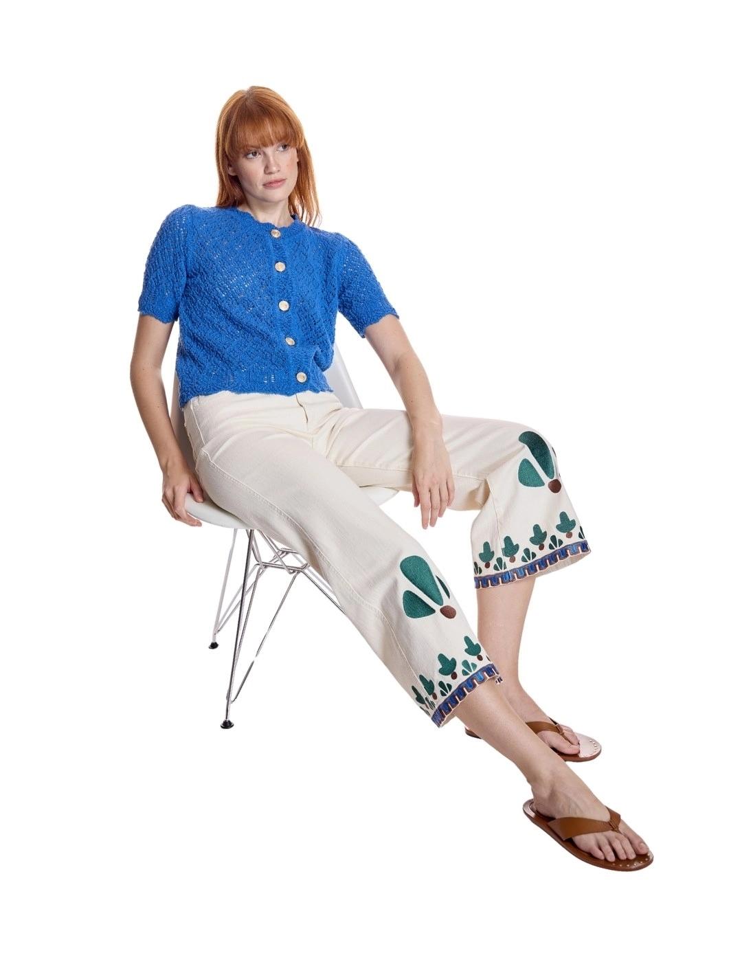 Alba Conde Pantalón Crudo con bordados