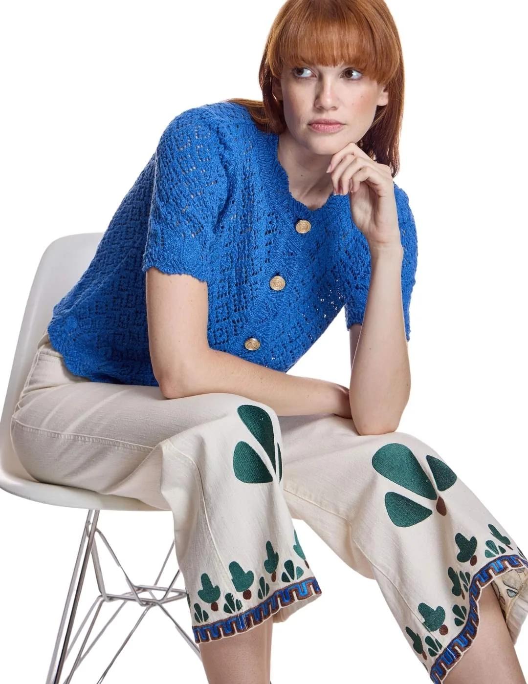 Alba Conde Pantalón Crudo con bordados