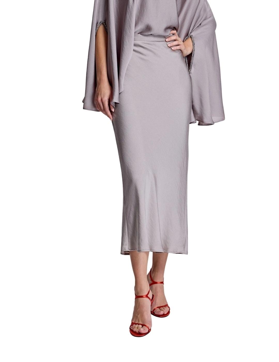 Alba Conde Falda Gris satinada