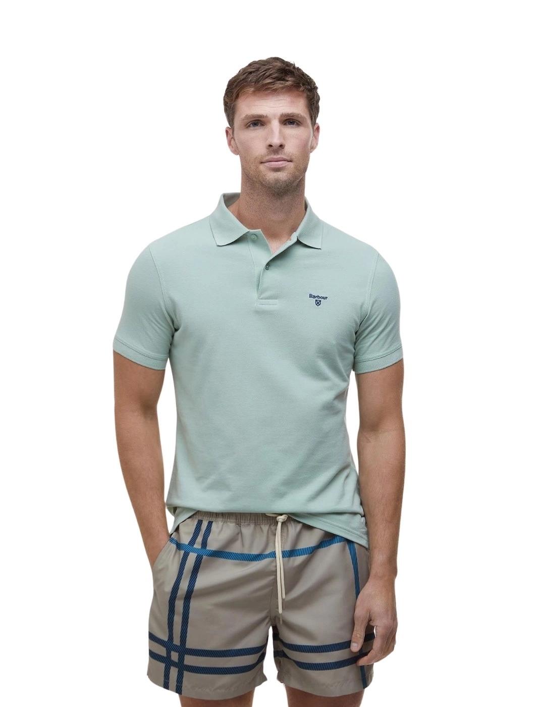 Barbour Polo Lightweight Sport Verde claro hombre