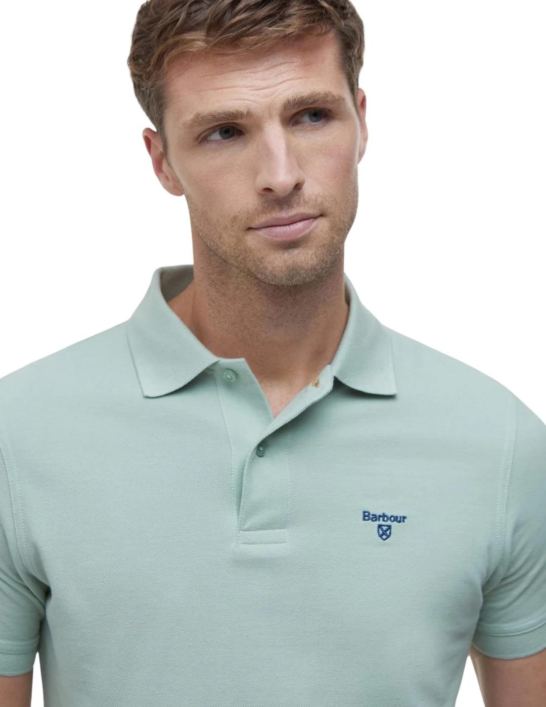 Barbour Polo Lightweight Sport Verde claro hombre