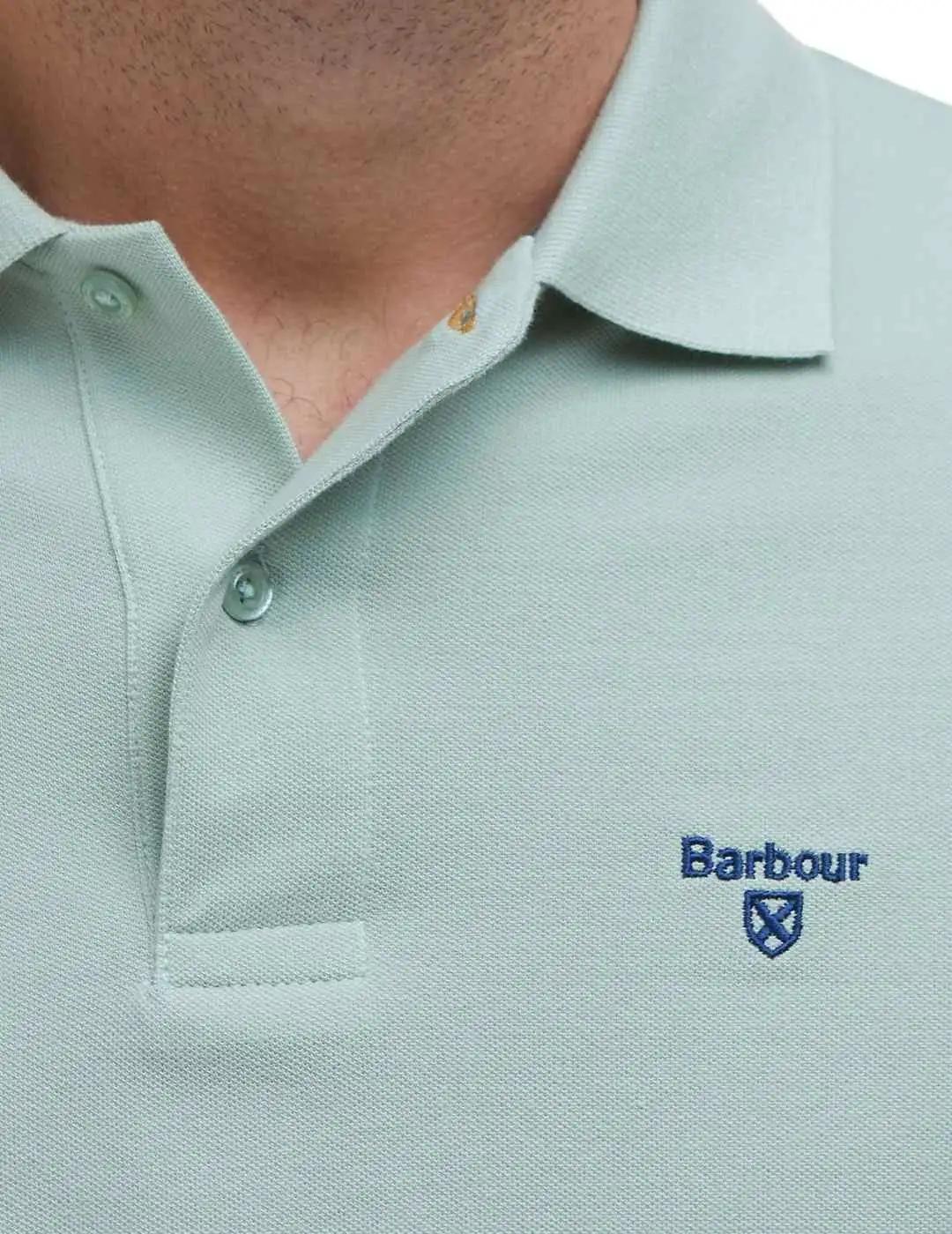 Barbour Polo Lightweight Sport Verde claro hombre