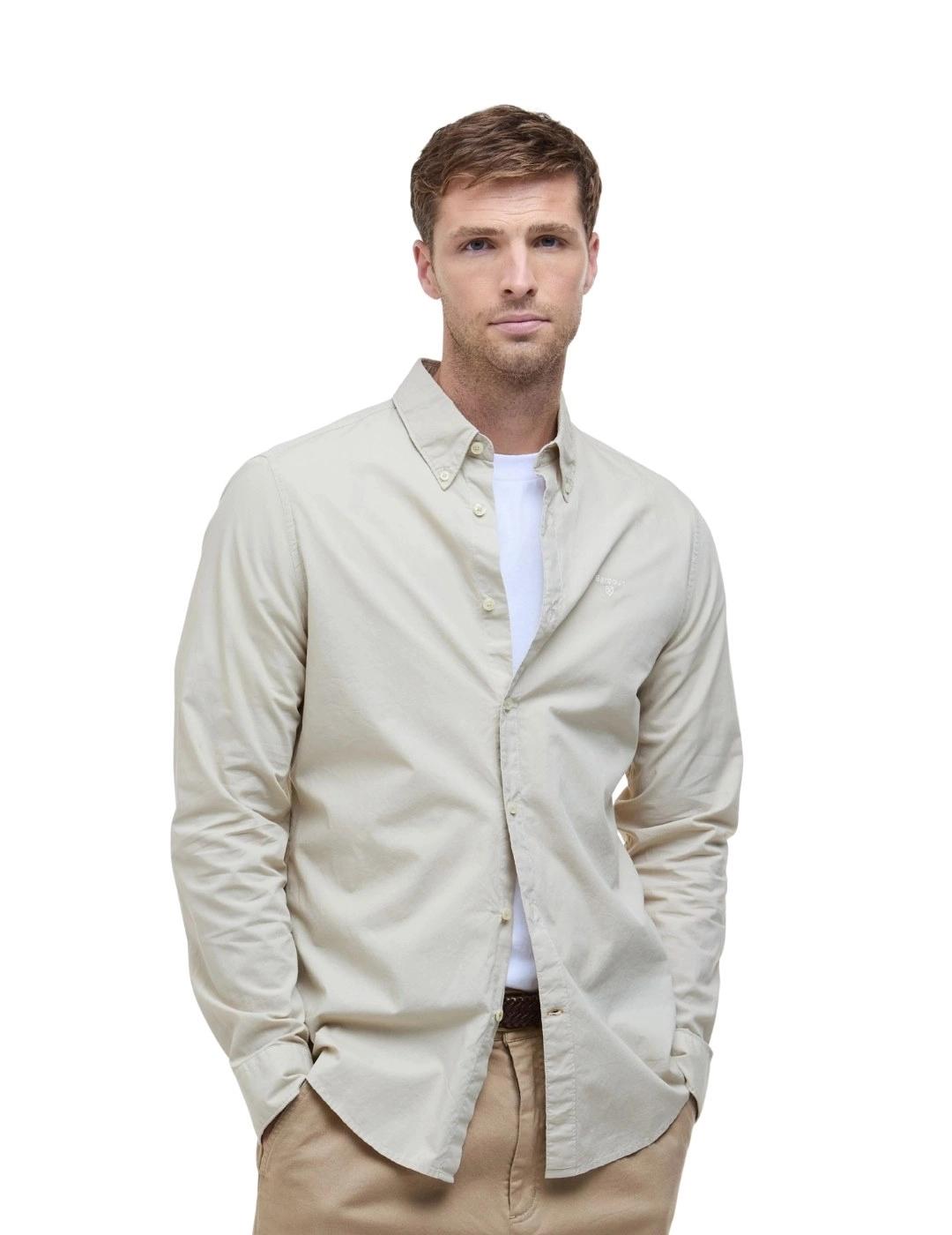 Barbour Camisa Garment Dyed Tailored Beige hombre