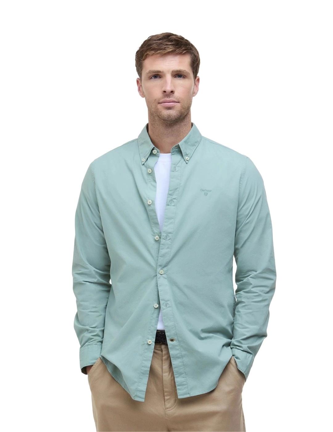 Barbour Camisa Garment Dyed Tailored Verde hombre